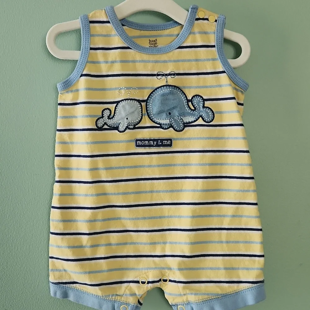 Carter's Yellow and Blue Striped Baby Romper